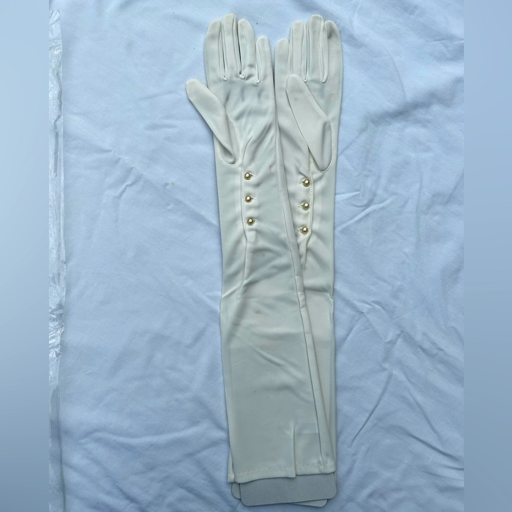 White Opera Gloves with buttons